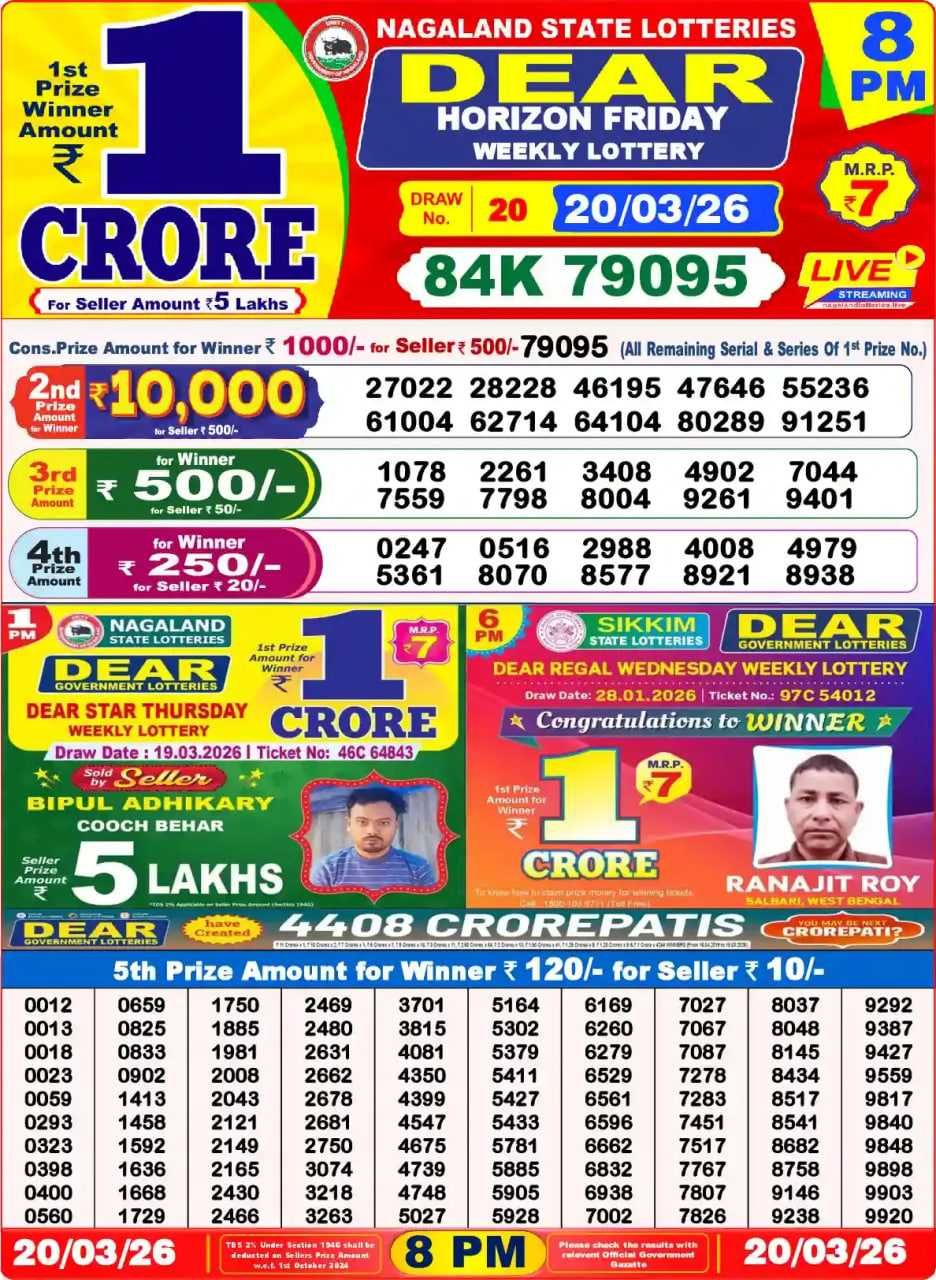 Dear Lottery Result 8&nbsp;PM – Live Draw Image