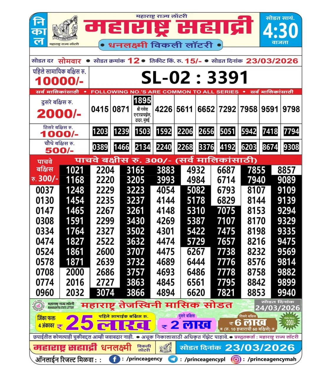 Maharashtra Sahyadri 4:30 PM Result