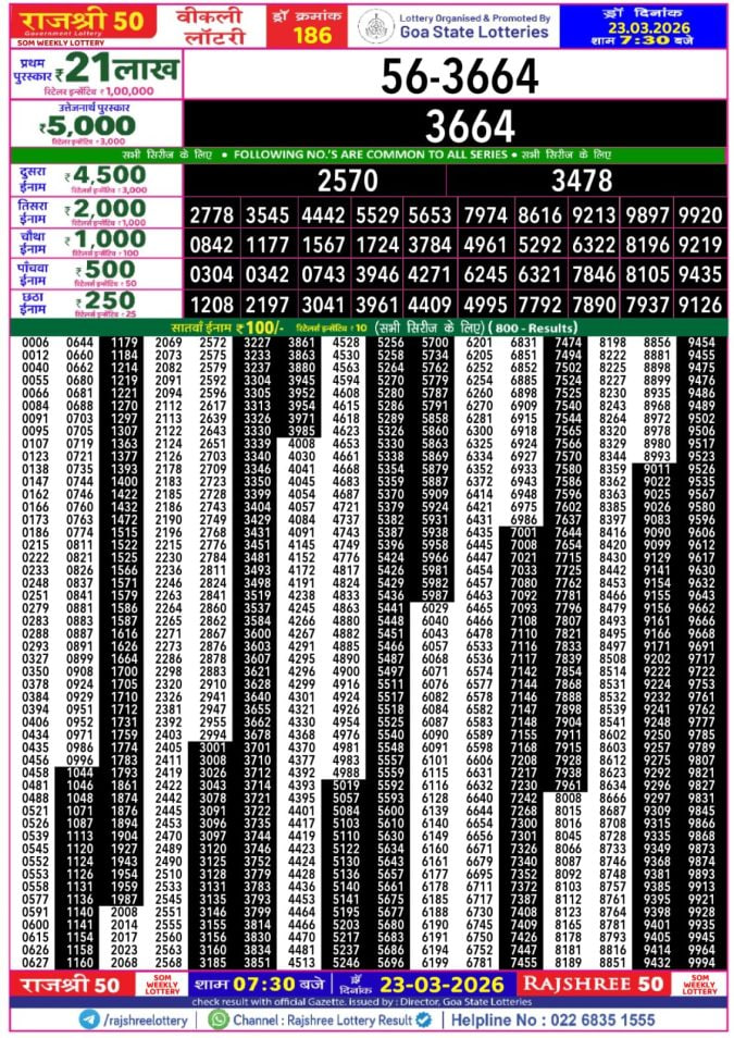 Rajshree 50 7:30 PM Result