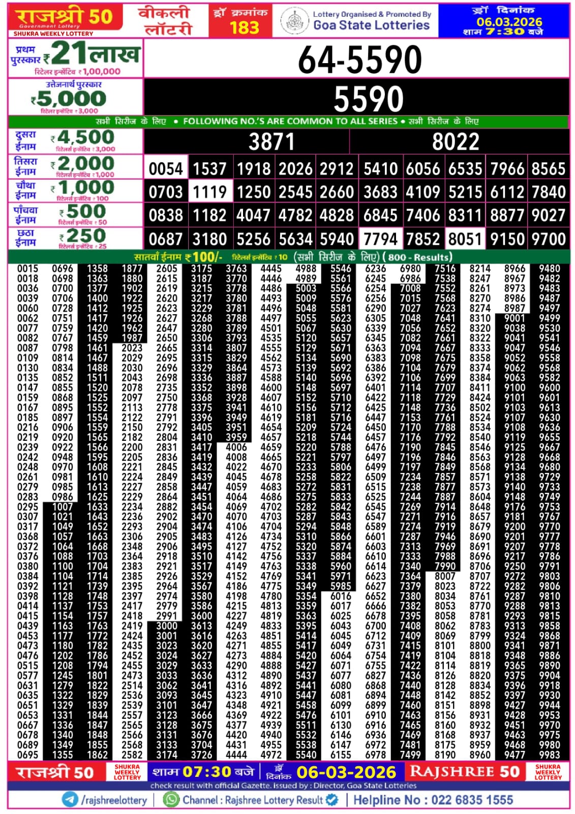 Rajshree 50 7:30 PM Result