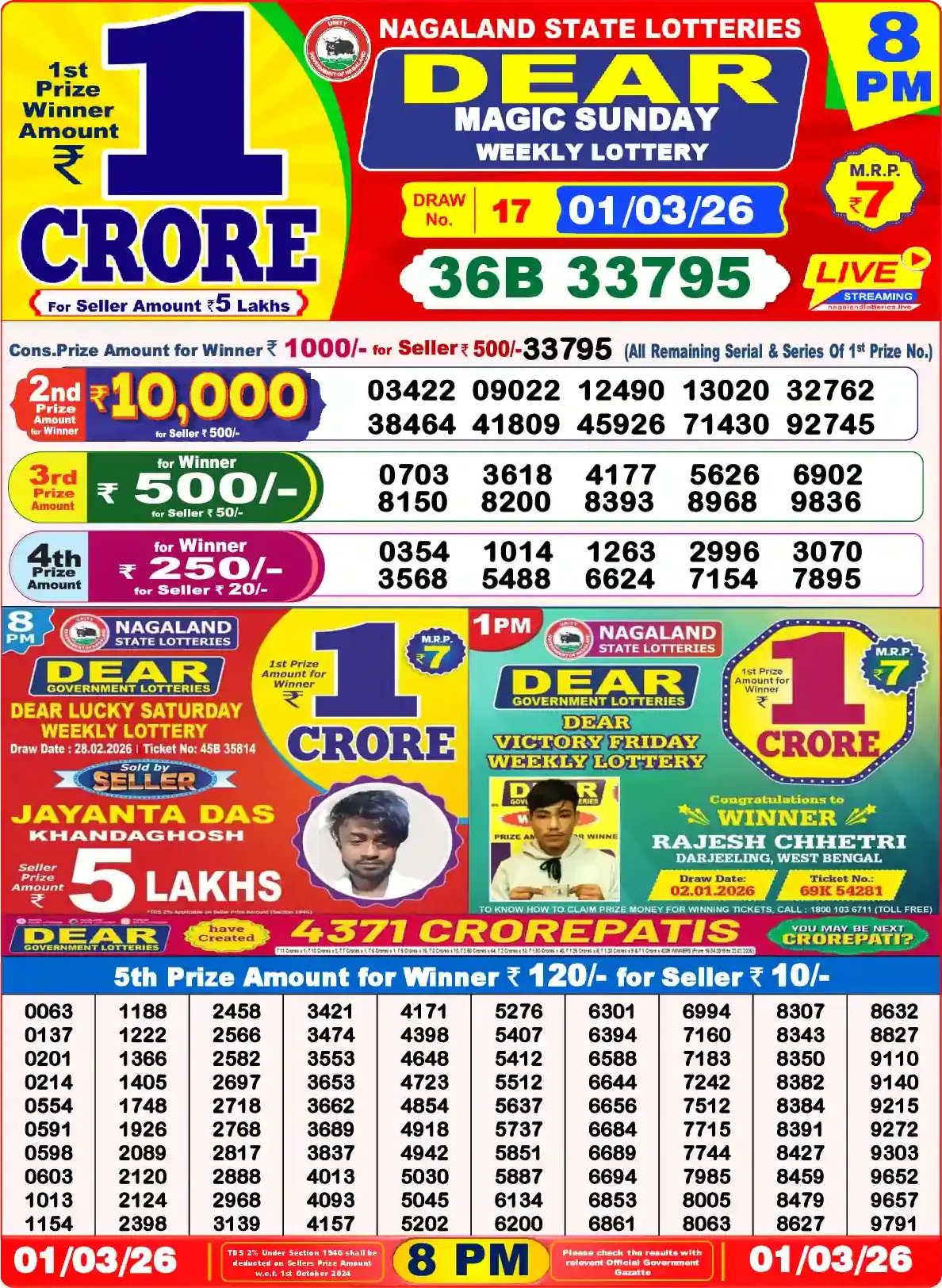Dear Lottery Result 8&nbsp;PM – Live Draw Image